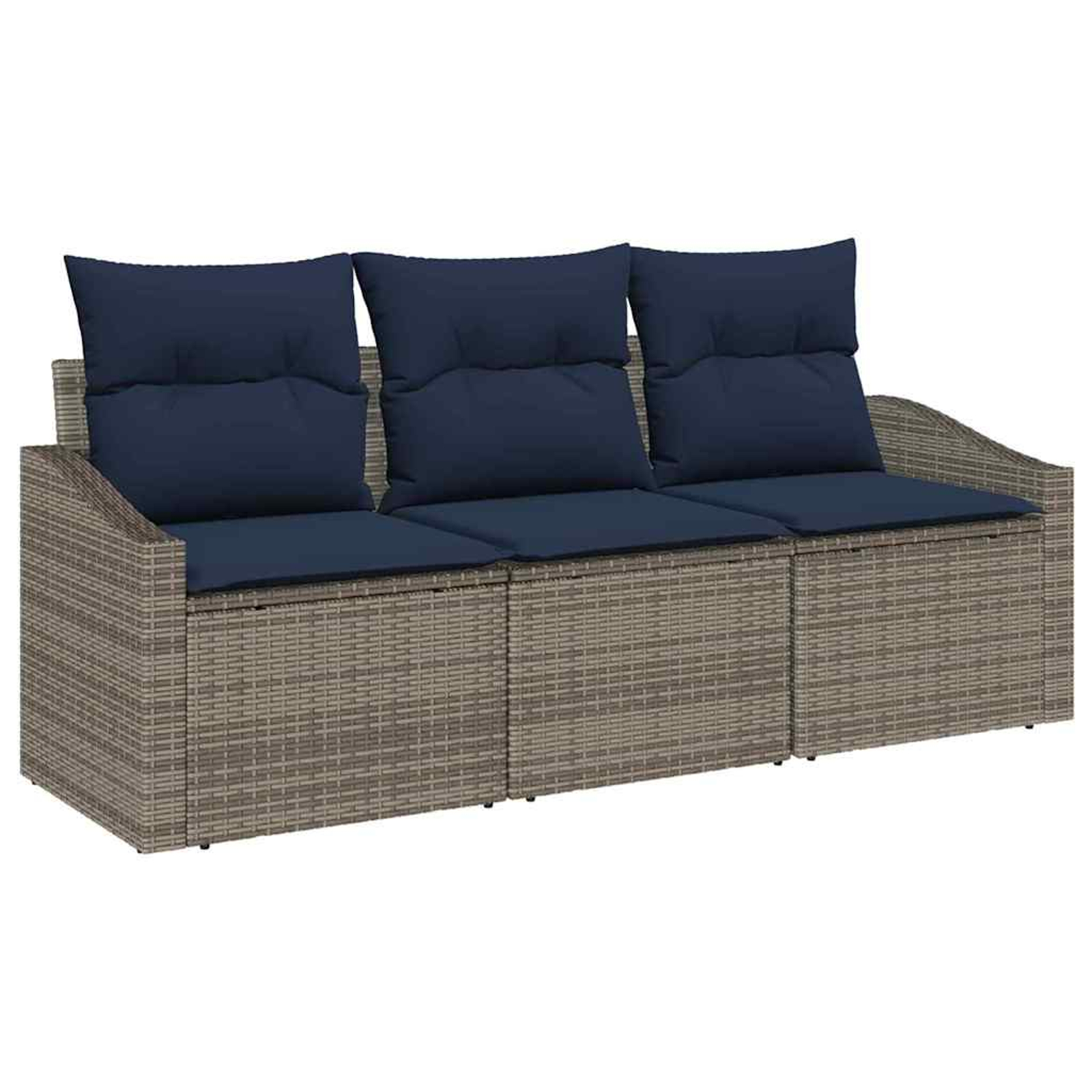 Ensemble de canapé de jardin 3 pcs gris et bleu marine
