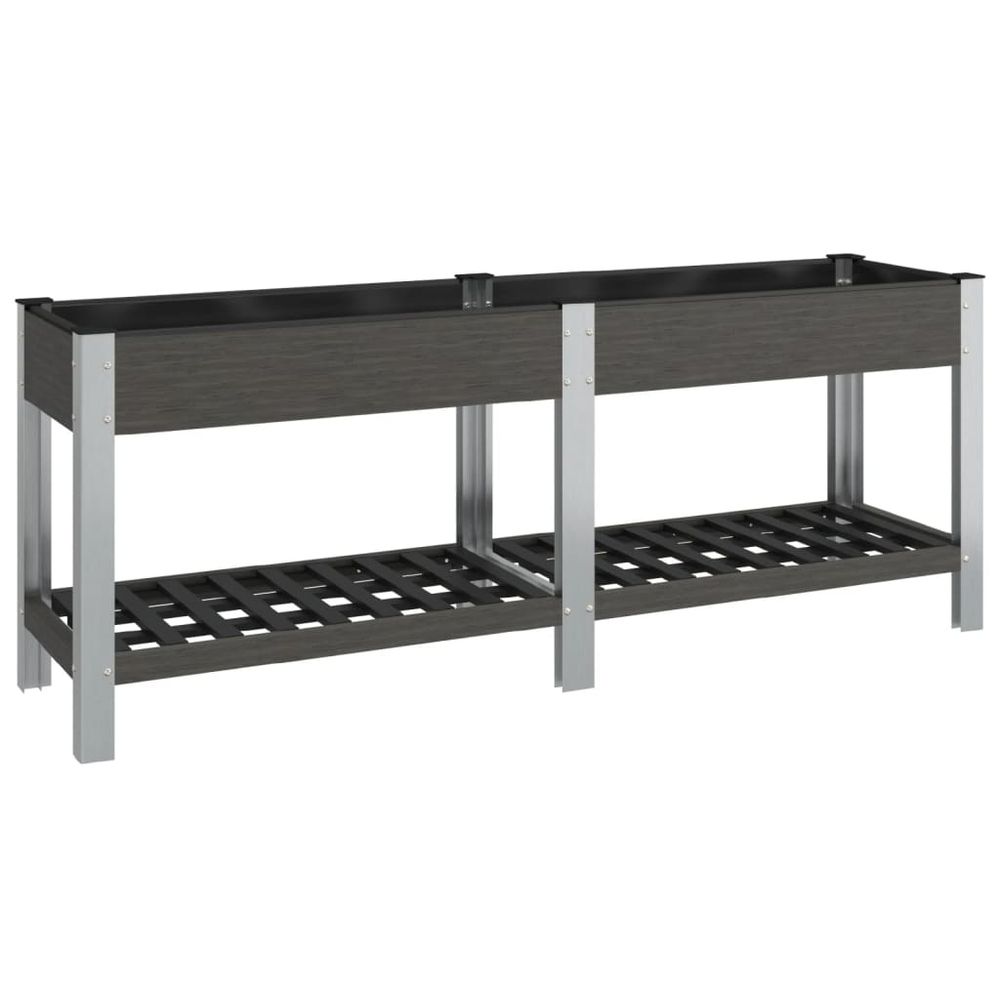 Lit surélevé de jardin avec étagère gris 200x50x75 cm wpc