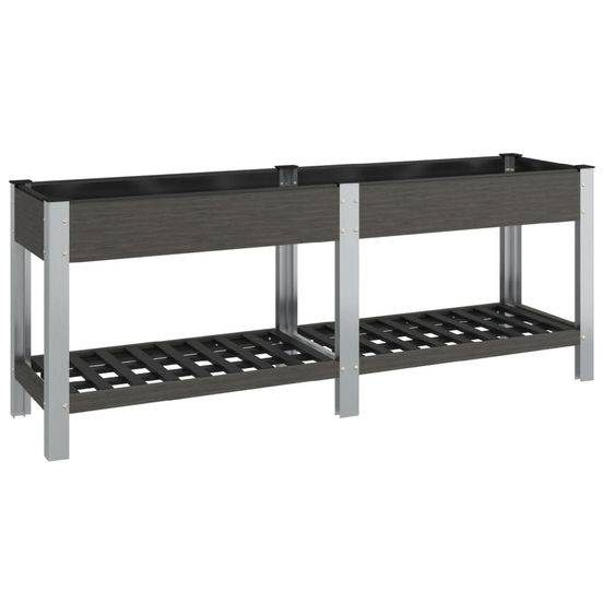 Lit surélevé de jardin avec étagère gris 200x50x75 cm wpc