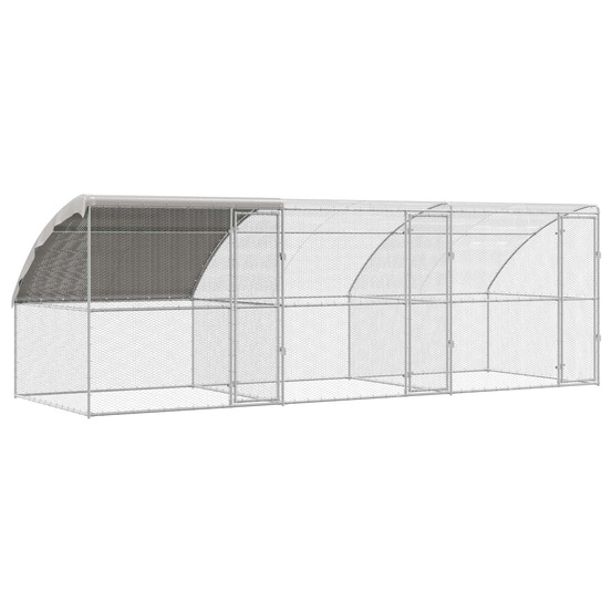 Cage à poules 3 pcs argenté 600 x 200 x 200 cm acier et pe
