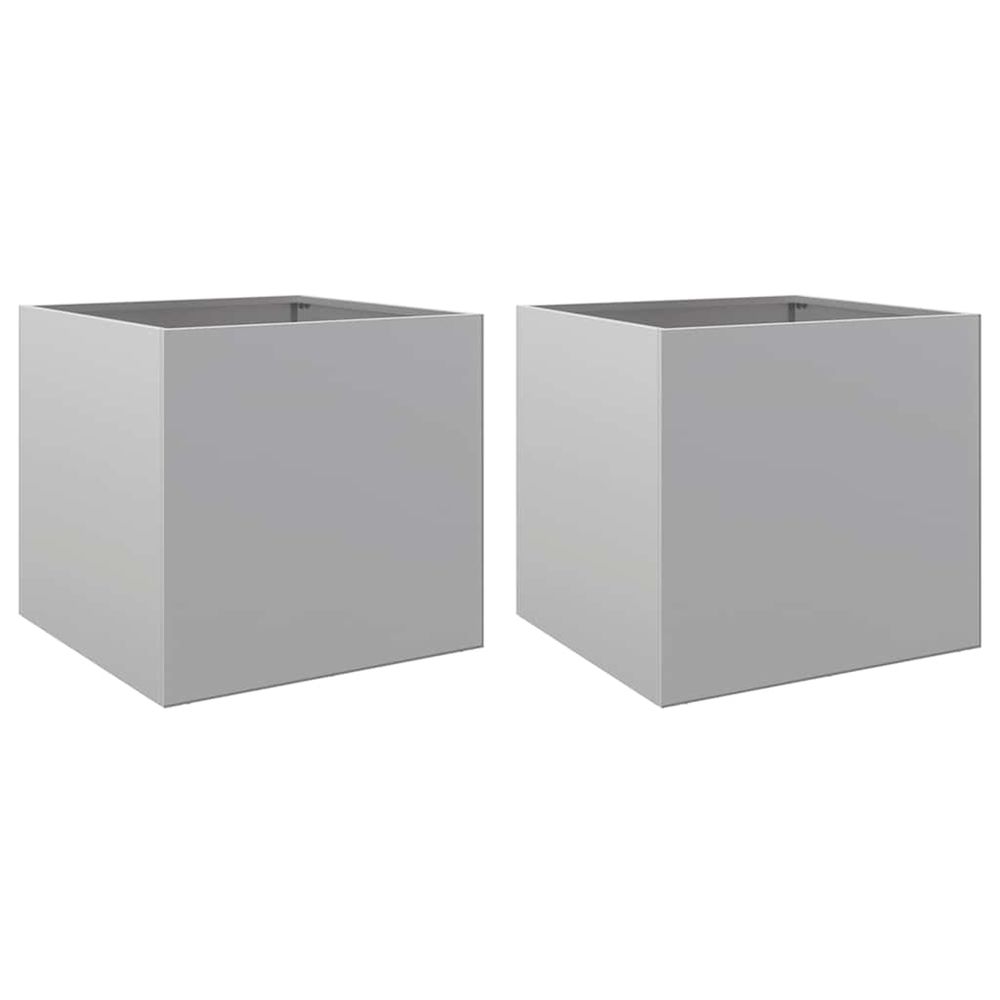 Jardinière d'extérieurs 2 pcs argenté 42x40x39 cm acier galvanisé