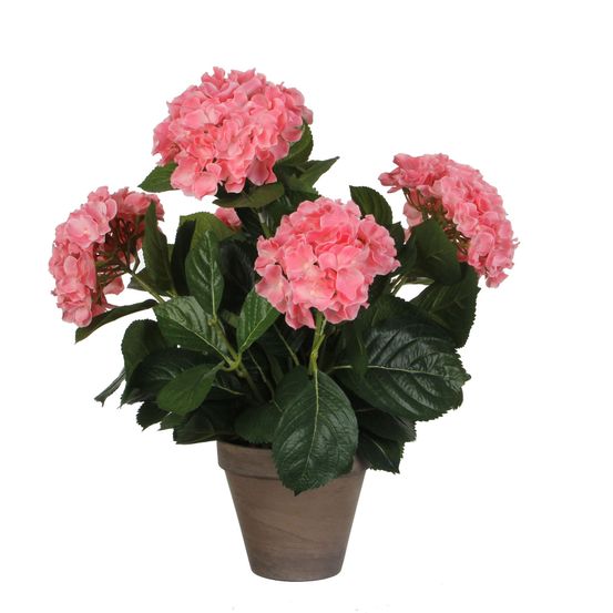 Mica decorations - hortensia plante artificielle rose en pot h45