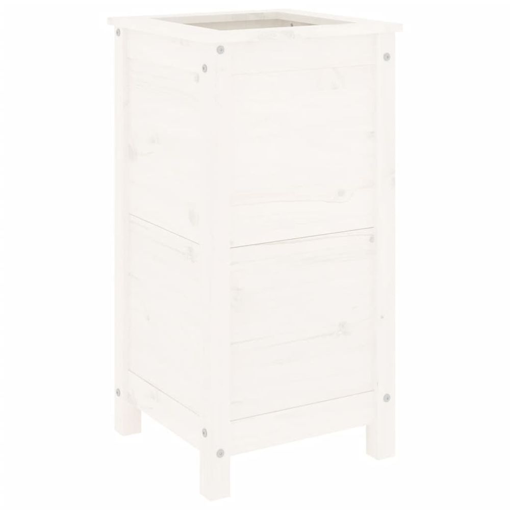Jardinière d'extérieur blanc 40x40x78 cm bois massif de pin