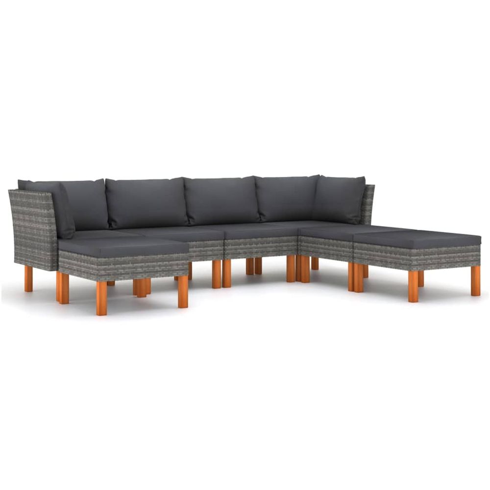 Salon de jardin 7 pcs avec coussins résine tressée gris