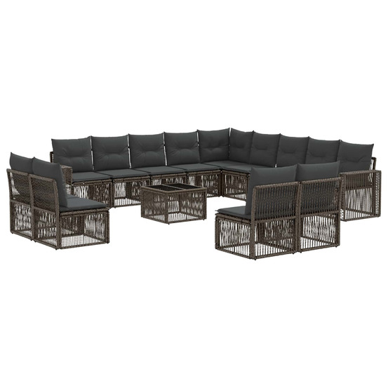 Ensemble de canapé de jardin 14 pcs gris et gris foncé