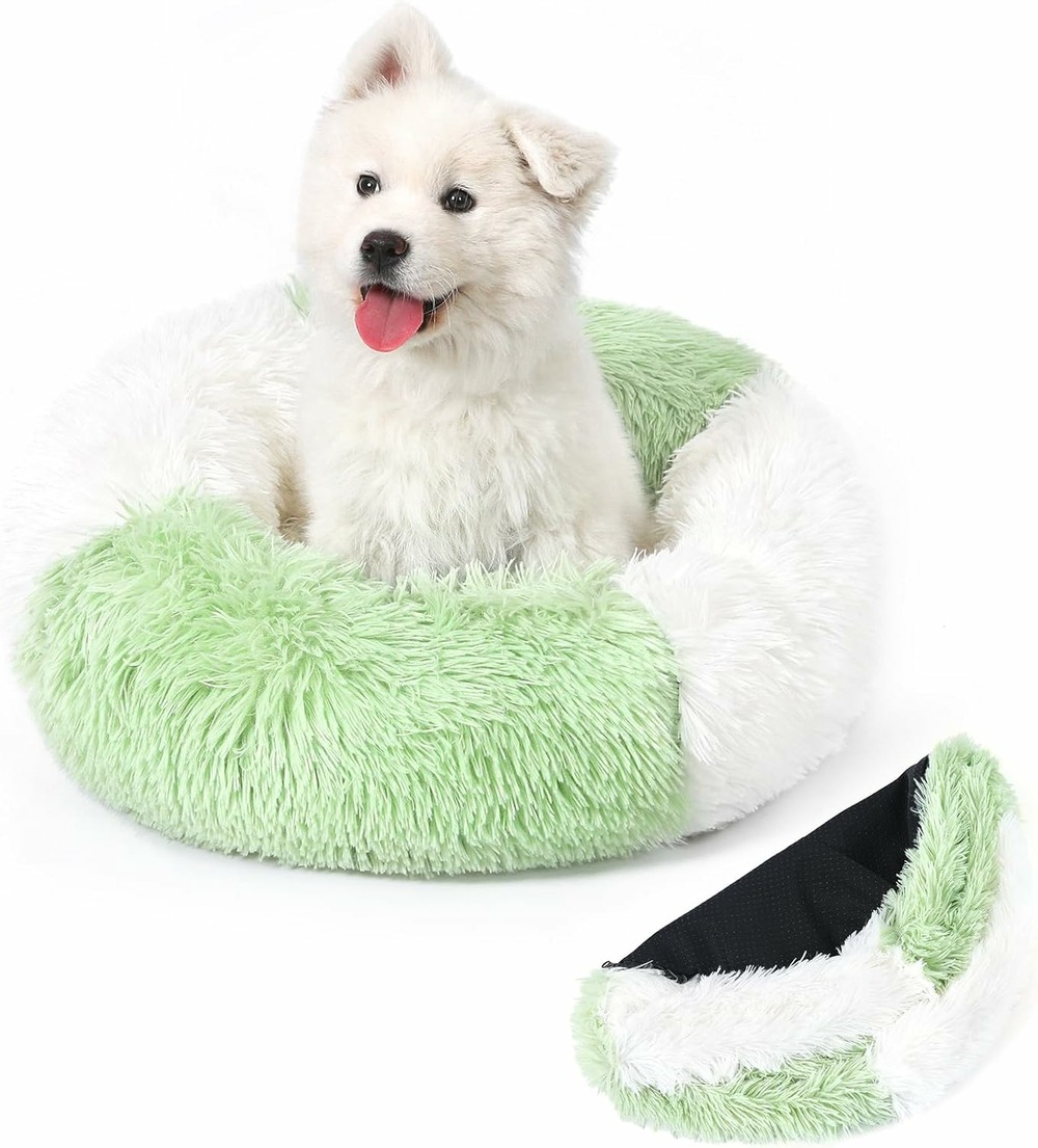 Panier chat rond dehoussable et lavable 60 cm vert