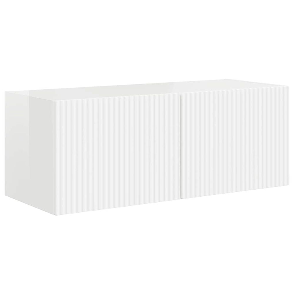 Meuble tv mural 78,5 x 30 x 29,5 cm blanc brillant