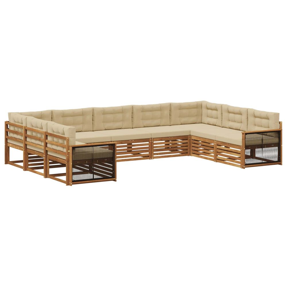 Ensemble de canapés d'extérieur 9 pc naturel et beige
