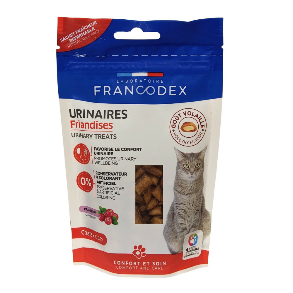 Friandises urinaires cranberry 65 g pour chats et chatons.