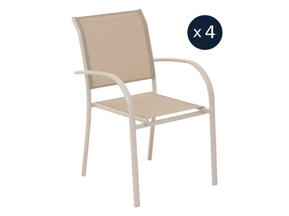 Lot de 4 fauteuils de jardin en texaline piazza lin/argile