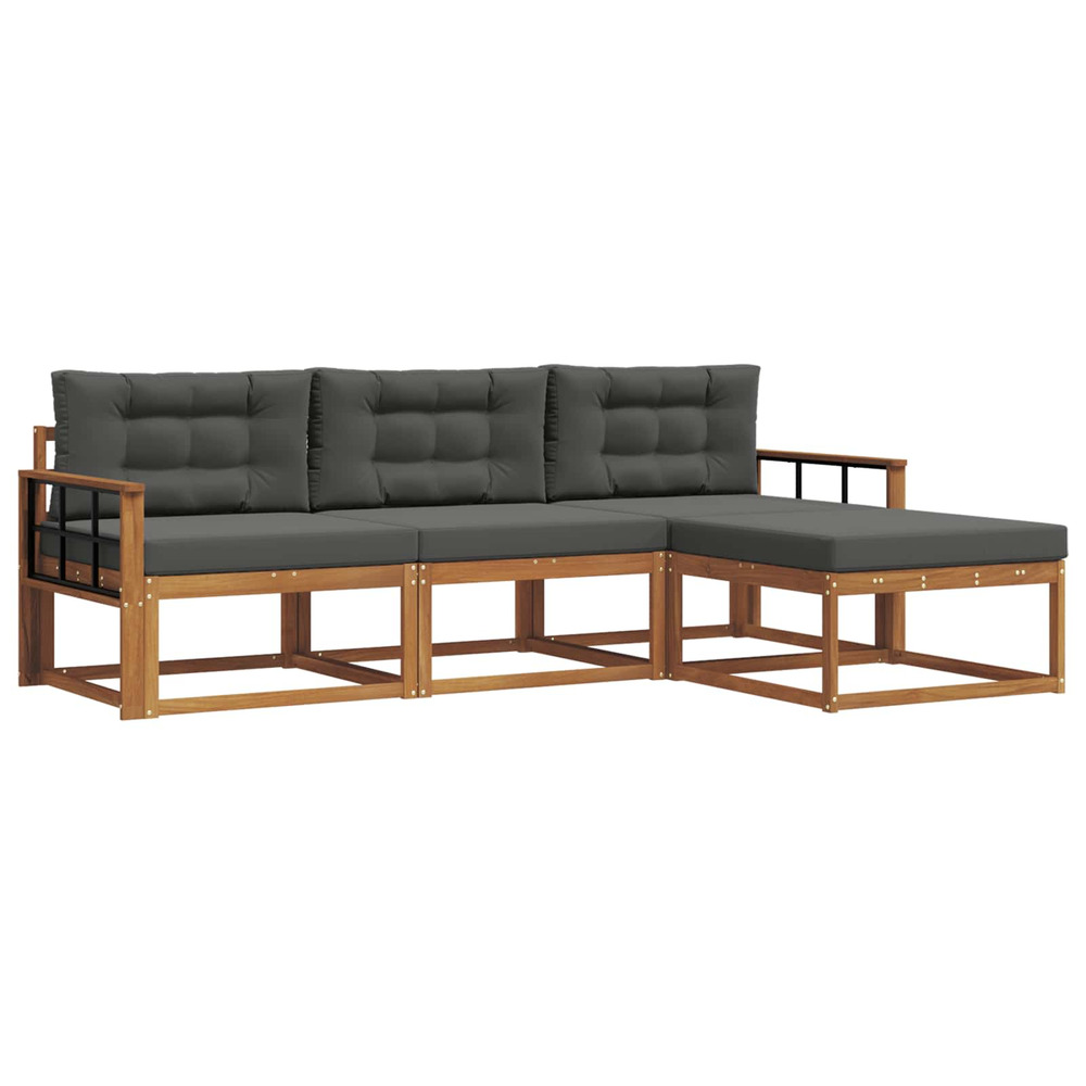 Ensemble de canapés d'extérieur 4 pcs naturel et anthracite