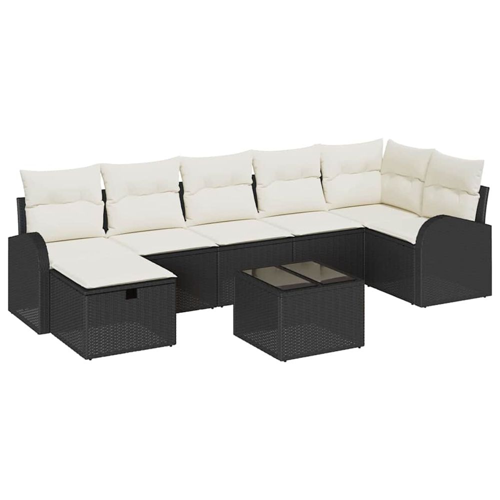 Ensemble de canapé de jardin 8 pc noir polyrotin