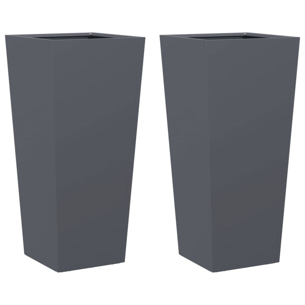 Jardinières 2 pcs anthracite 35x35x75 cm acier