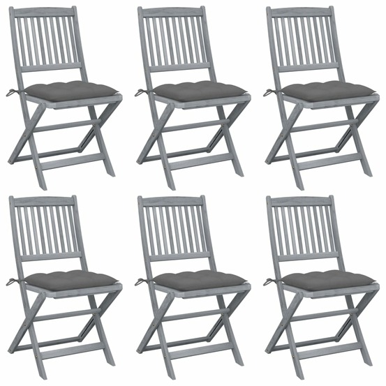 Chaises pliables d'extérieur lot de 6 et coussins bois d'acacia