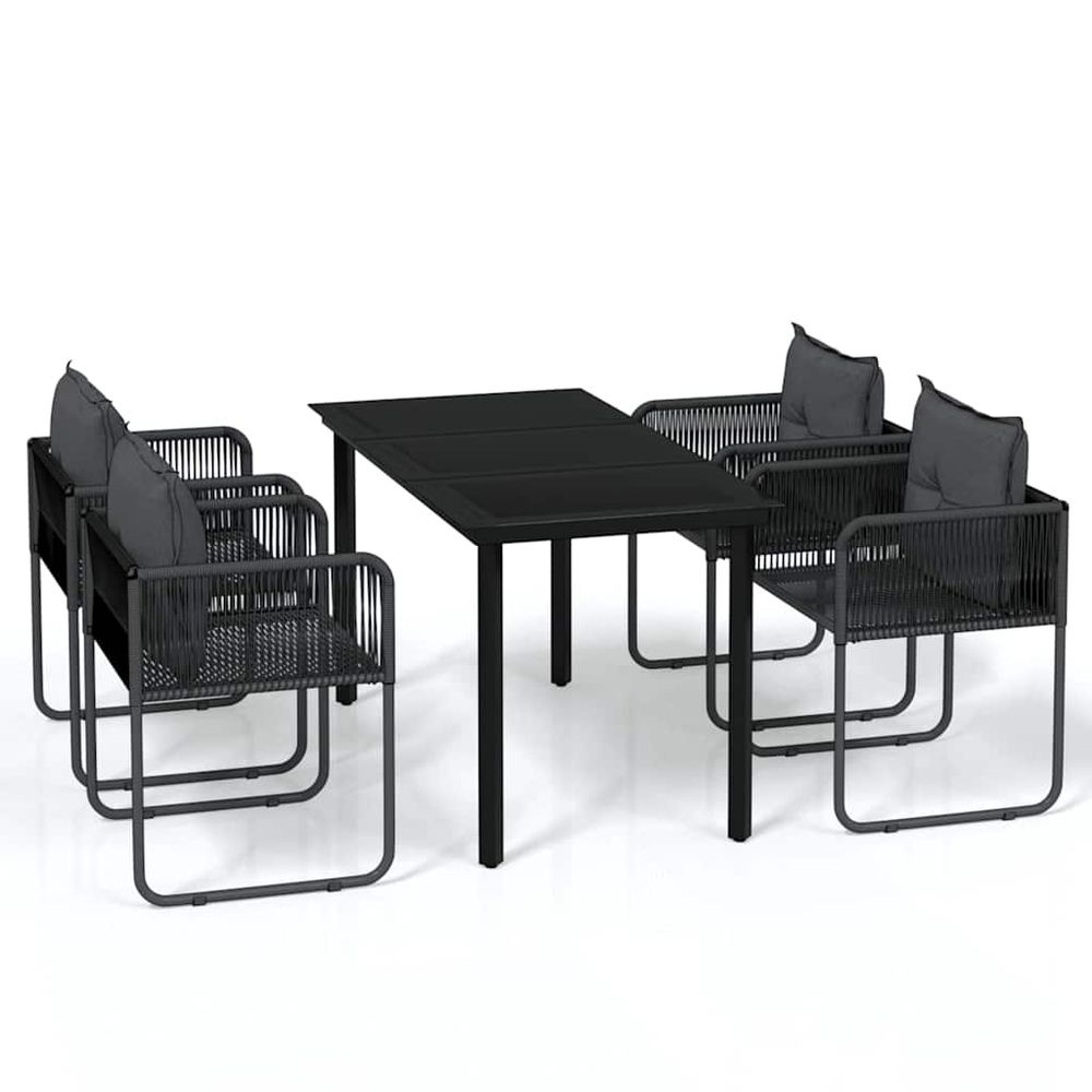 Ensemble à manger de jardin 5 pcs noir
