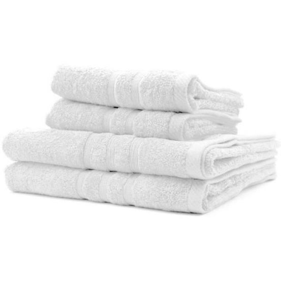 2 serviettes de bain 50x90 + 2 draps de bain 70x130 cm 100% coton - craie