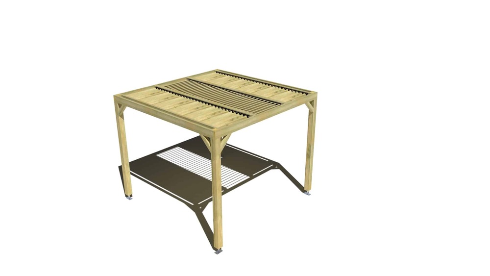 Pergola bois • 3m x 3m • indépendante • sens profondeur • lames orientables bioclimatiques incluses • livraison comprise