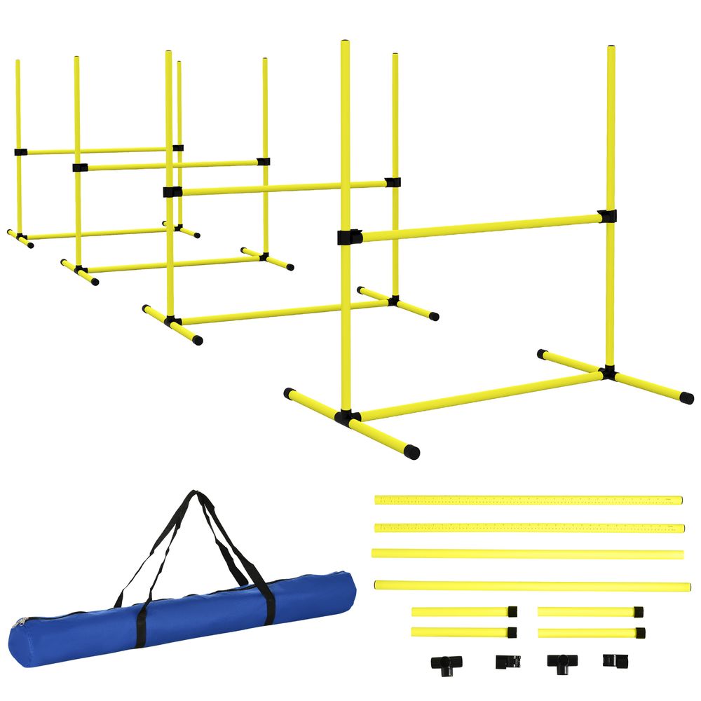 Kit 4 haies saut agility chien obstacles entrainement réglables sac jaune - comfortxl outdoor living