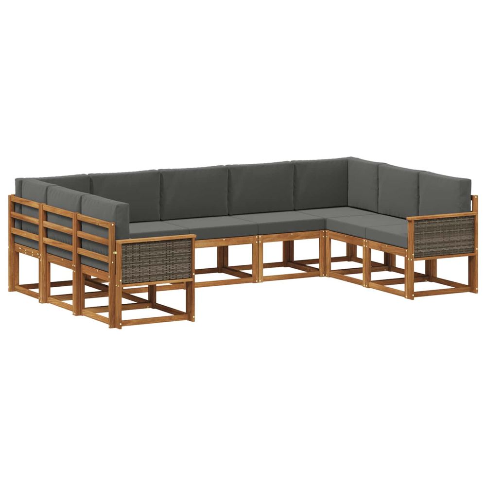 Ensemble de canapés d'extérieur 9 pc naturel et anthracite