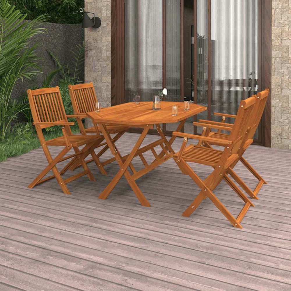 Ensemble à manger de jardin 5 pcs bois d'acacia solide