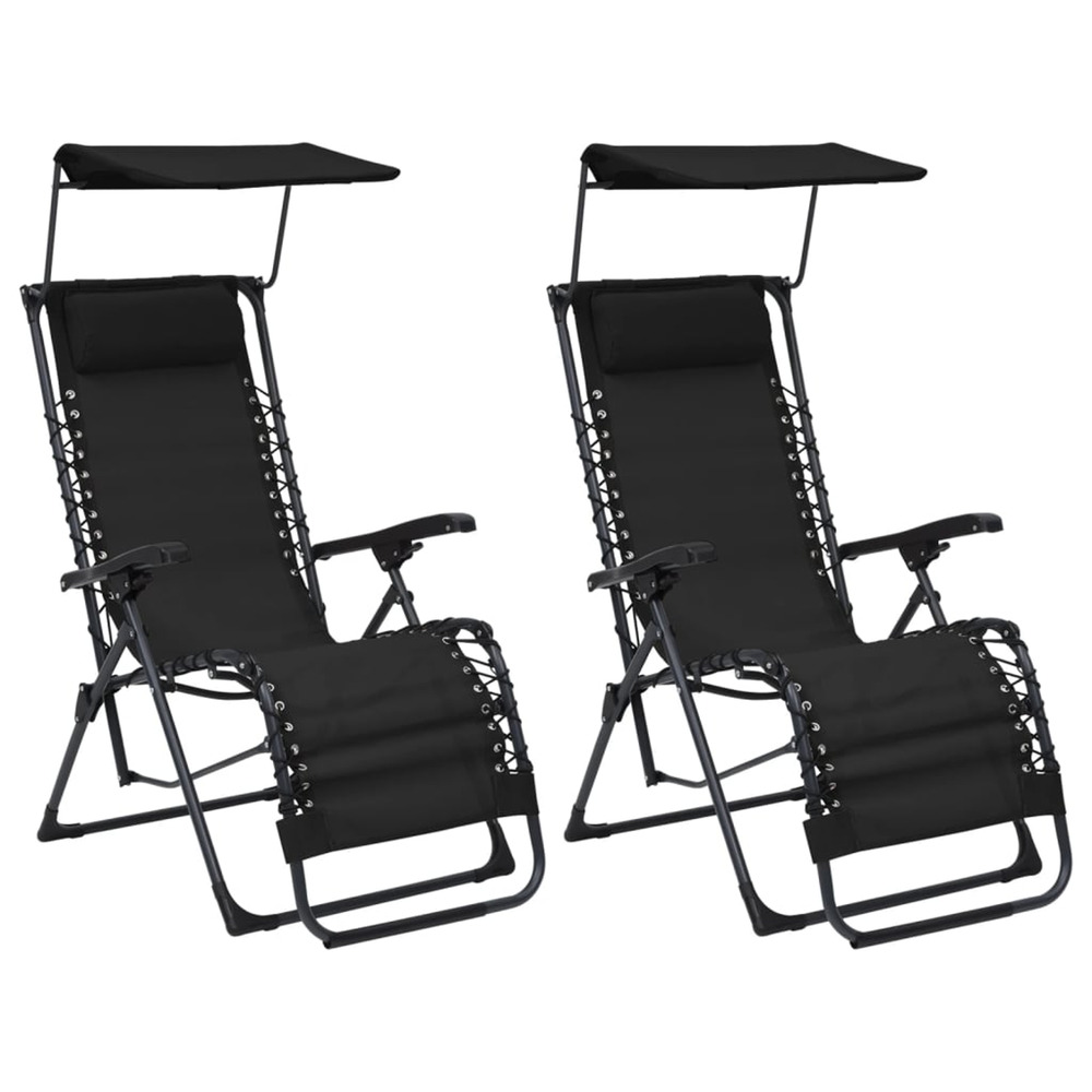 Chaises pliables de terrasse lot de 2 textilène noir