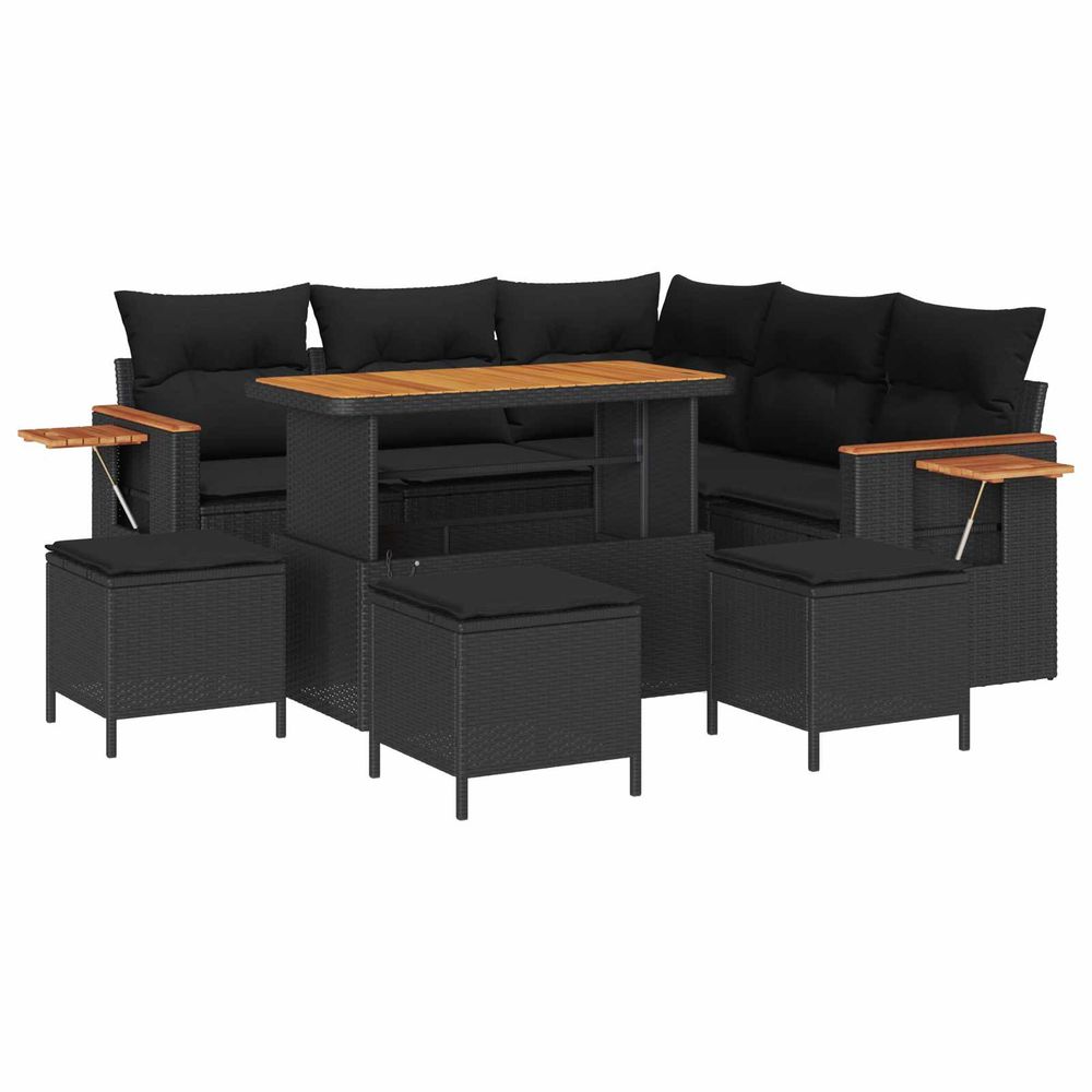 Ensemble de canapé de jardin 9 pc noir polyrotin