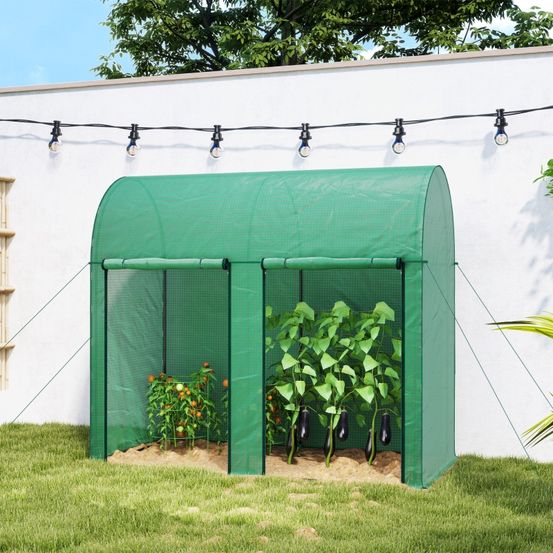 Serre de jardin pe renforcé 200 x 100 x 178 cm verte tomates 2 portes zippées anti-uv - comfortxl outdoor living