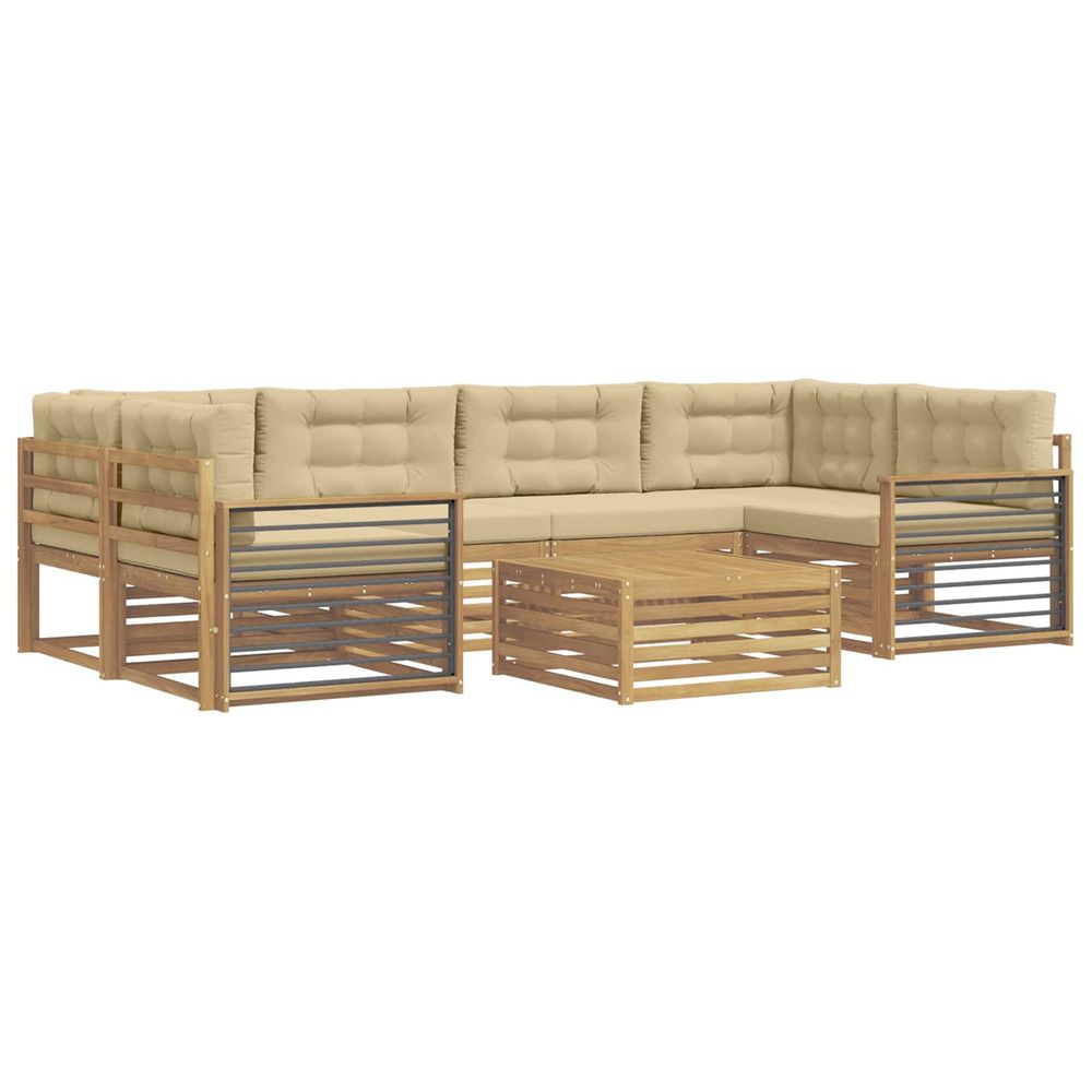 Ensemble de canapés d'extérieur 7 pc blanc et beige polyester
