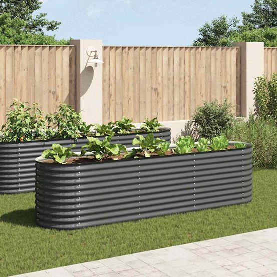 Carré potager surélevé 320x80x81 cm acier galvanisé jardin gris
