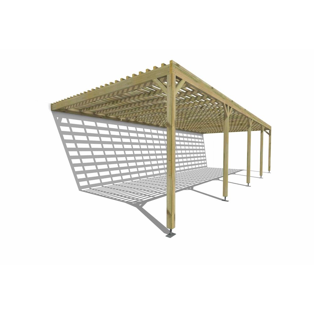 Pergola bois • 10m x 4m • adossée • sens profondeur • lattage bois • livraison comprise