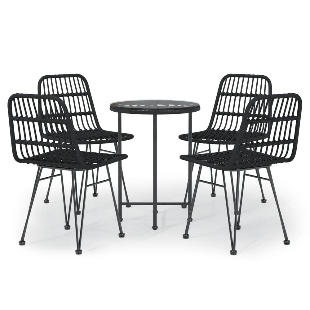 Ensemble à manger de jardin 5 pcs noir résine tressée