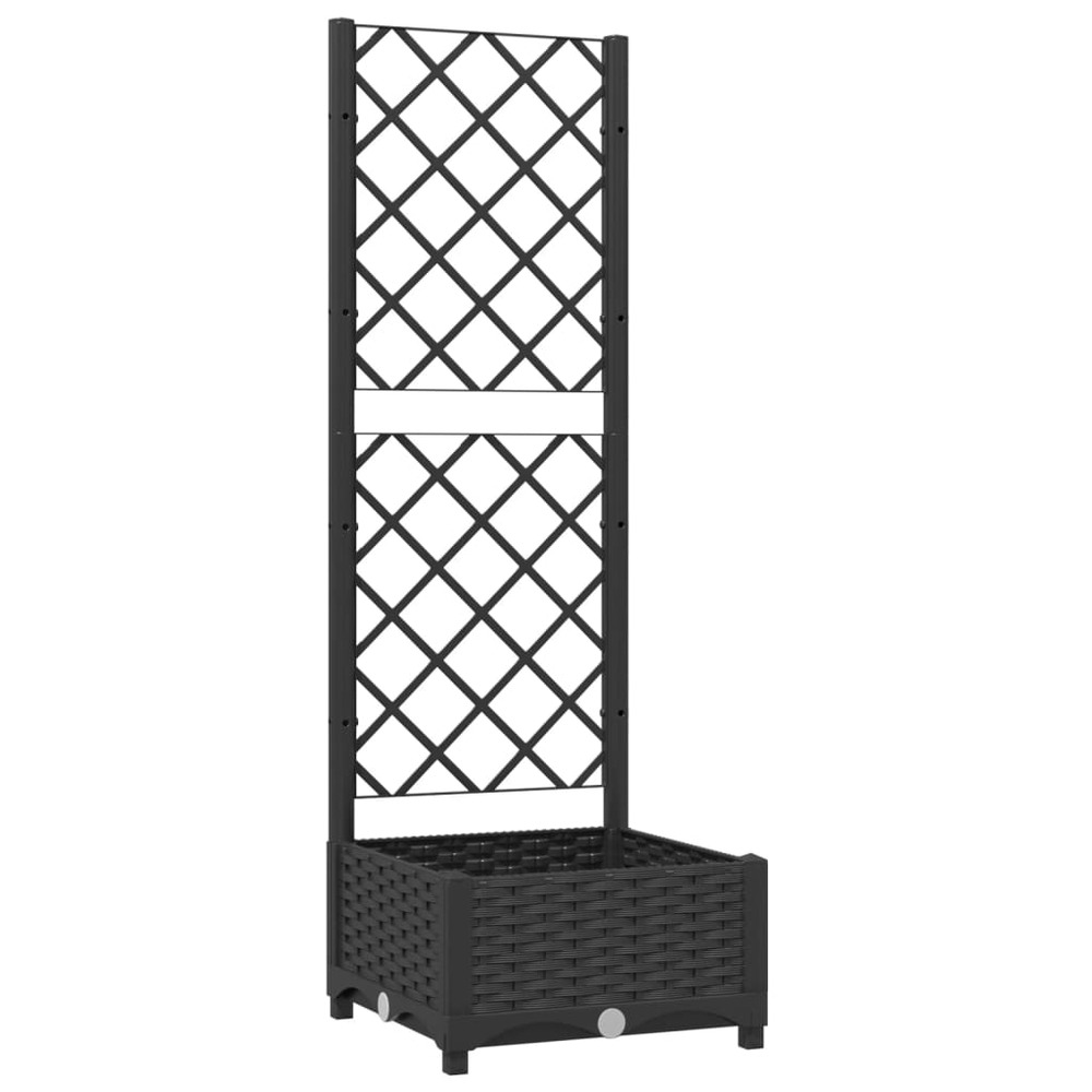Jardinière bac lit surélevé plantes fleurs terrasse jardin avec treillis 40 x 40 x 121,5 cm pp noir