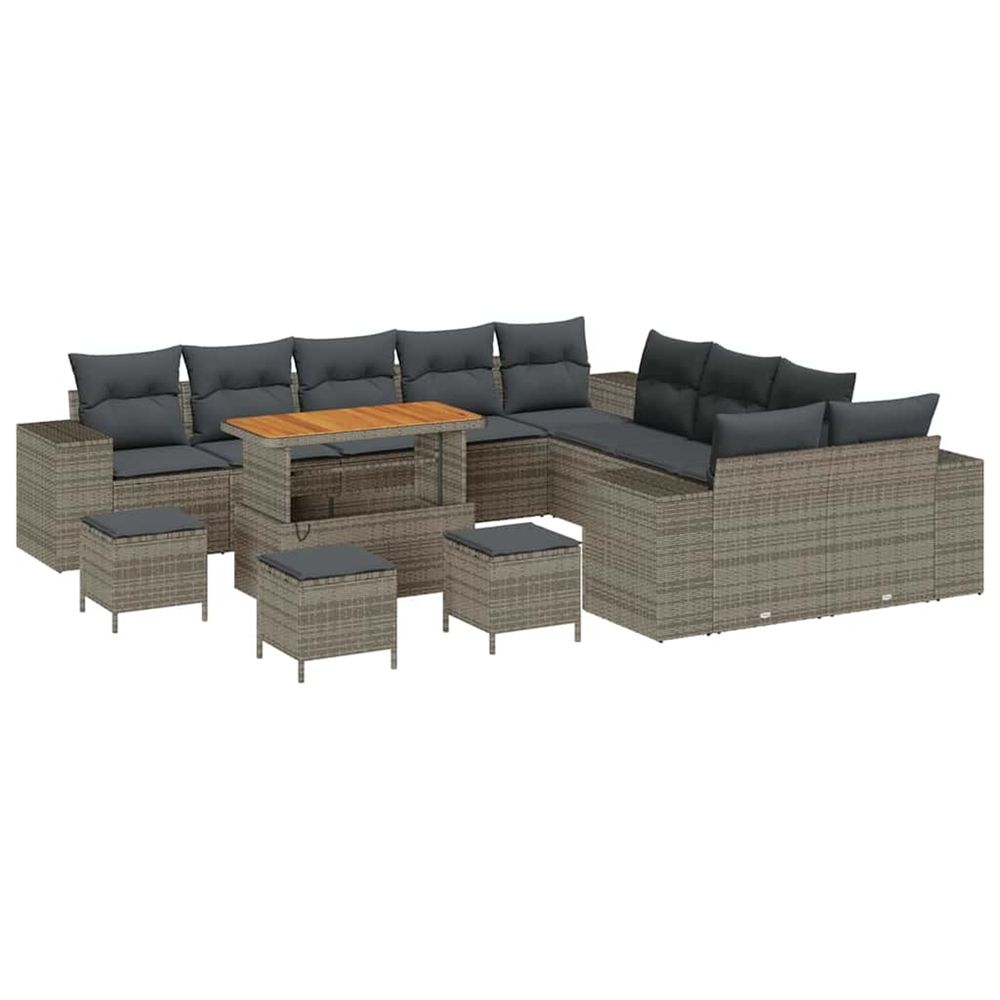 Ensemble de canapé de jardin 14 pc gris polyrotin