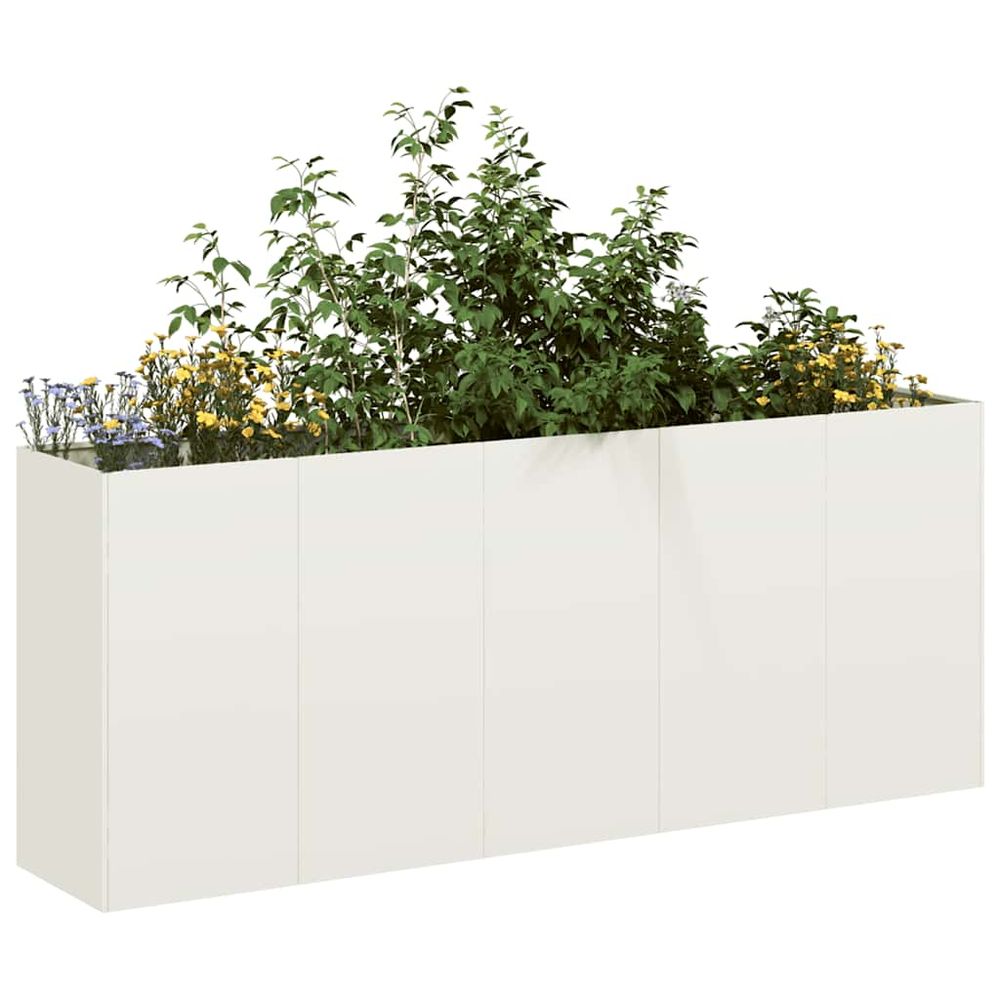 Très grande jardinière acier potager surélevé blanc 200x40x80 cm