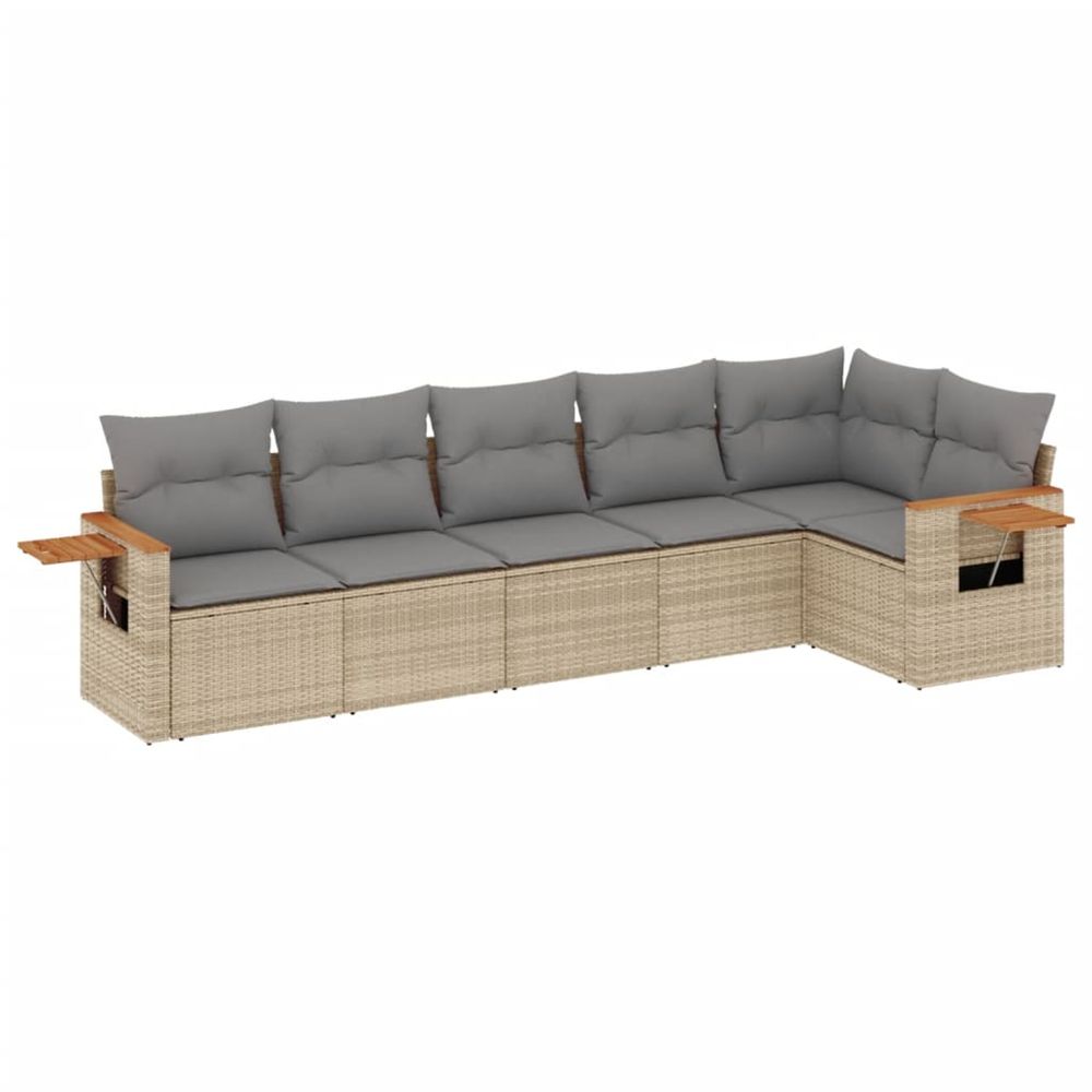 Salon de jardin avec coussins 6 pcs beige résine tressée