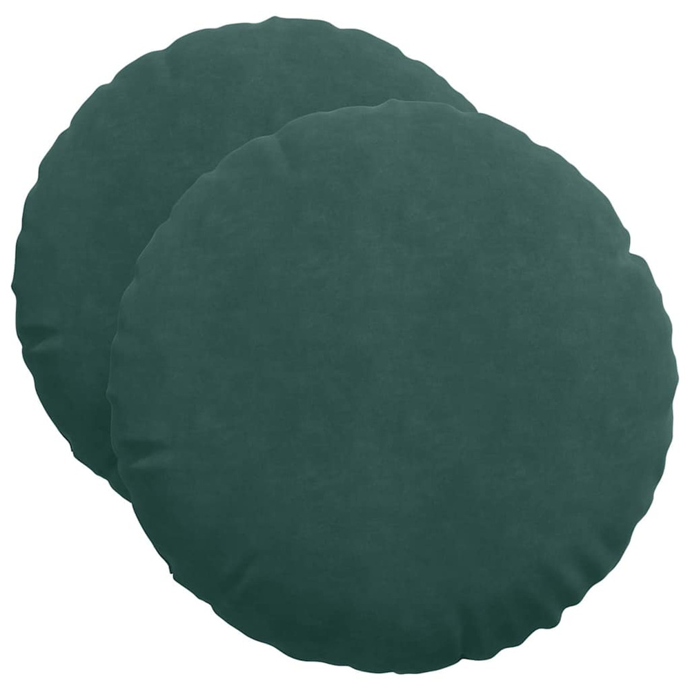 Coussins de siège 2 pcs vert foncé ø 40 x 13 cm velours