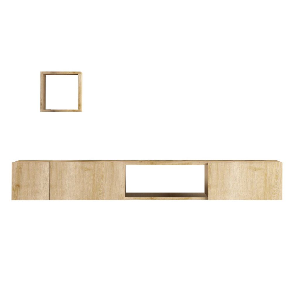 Meuble tv avec étagère murale en bois 