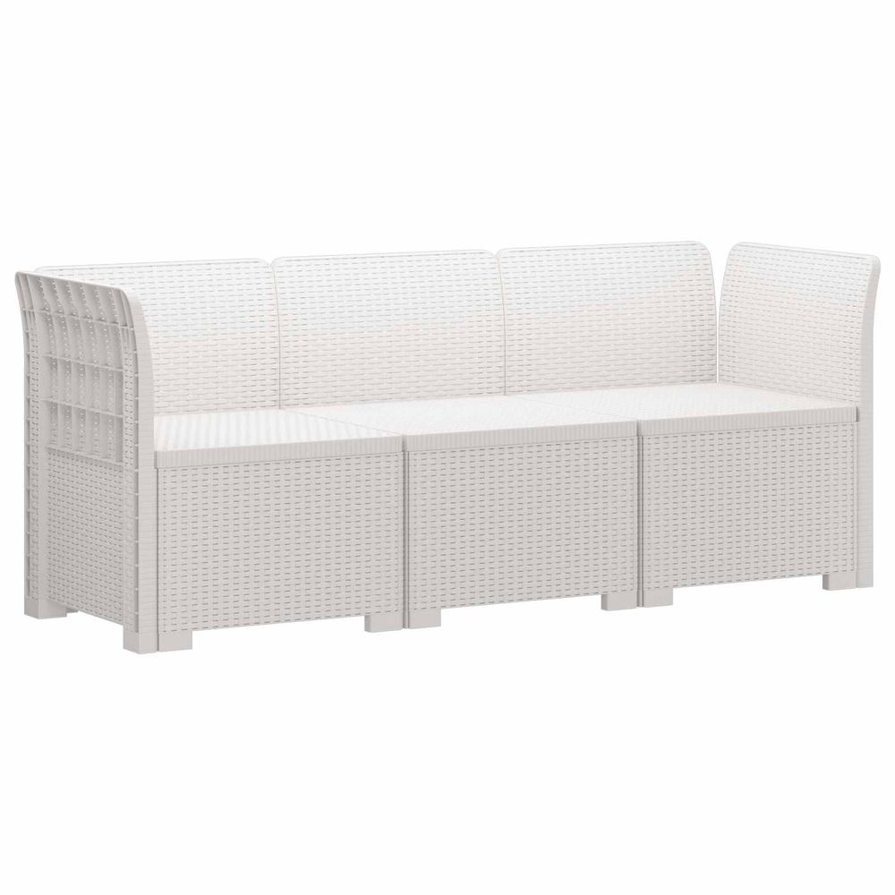 Canapé de jardin 3 places style rotin pp blanc