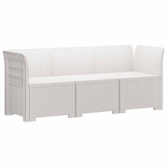 Canapé de jardin 3 places style rotin pp blanc