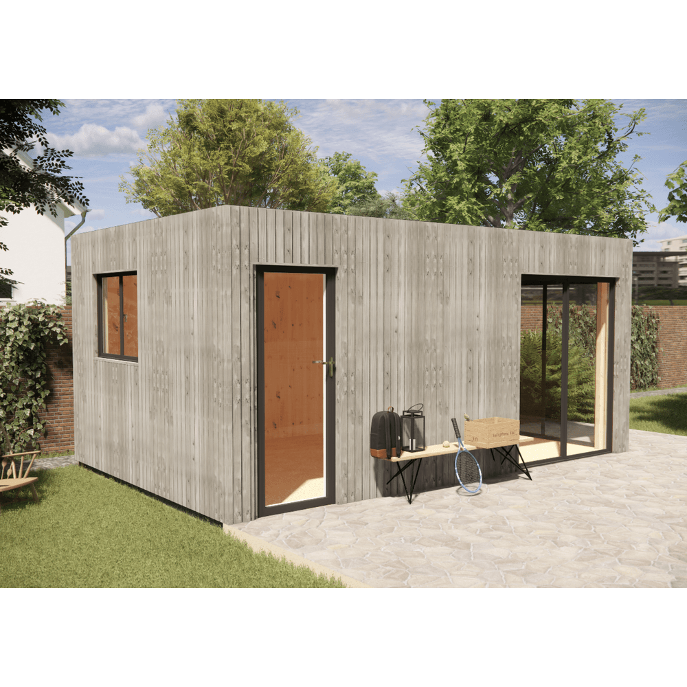 Studio de jardin bien isolé en bois 5,5 x 3,5 x 2,7 m / isolation re2020 avec plancher isolé