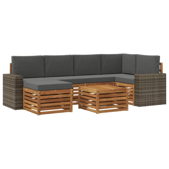 Ensemble de canapés d'extérieur 7 pc naturel et anthracite