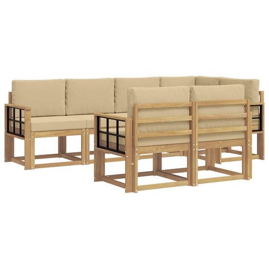Ensemble de canapés d'extérieur 7 pc blanc et beige polyester