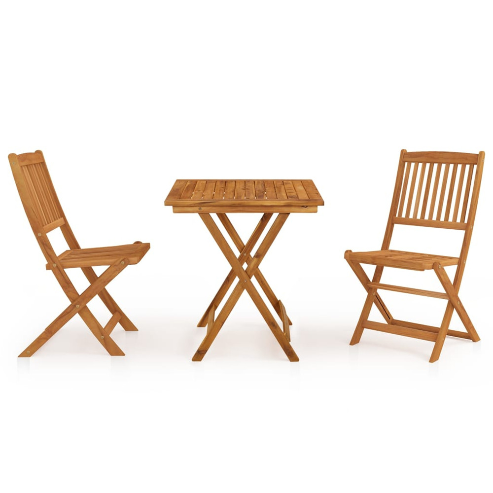 Ensemble à manger de jardin pliable 3 pcs bois d'acacia solide