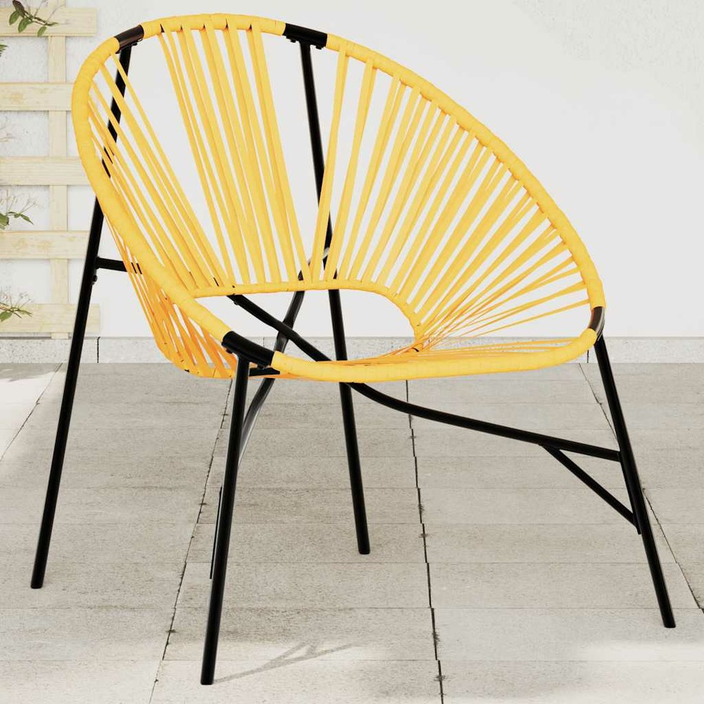 Chaise œuf de jardin noir et jaune résine tressée