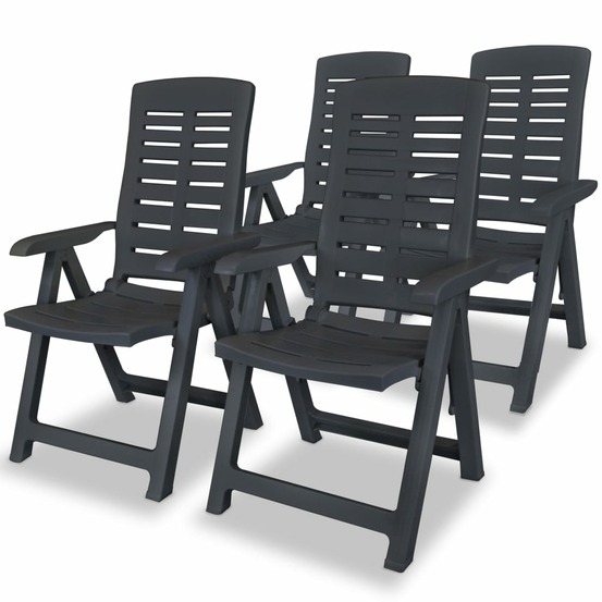 Chaises inclinables de jardin lot de 4 plastique anthracite
