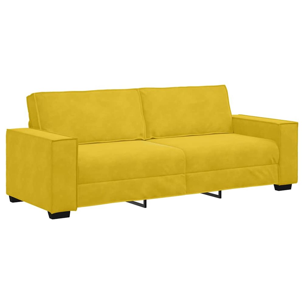 Canapé à 3 places jaune 220x78x84 cm velours