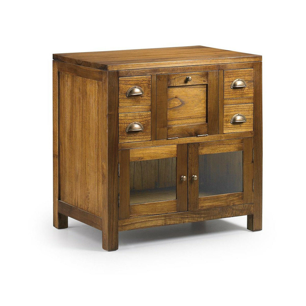 Meuble de rangement 4 tiroirs bronze bois marron - onéline décoration d'autrefois