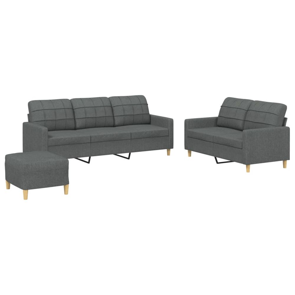 Ensemble de canapés 3 pcs avec coussins gris foncé tissu
