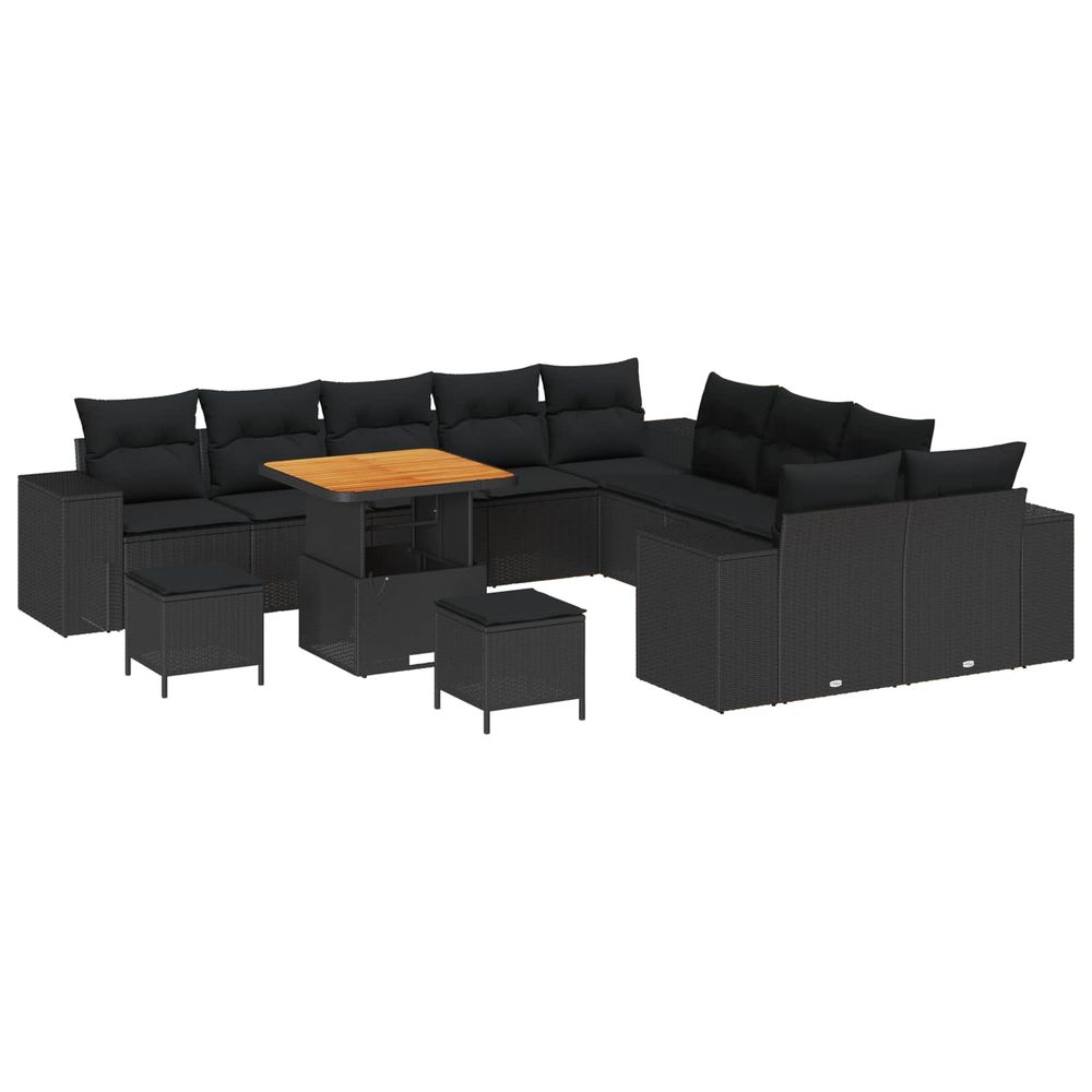Ensemble de canapé de jardin 13 pc noir polyrotin