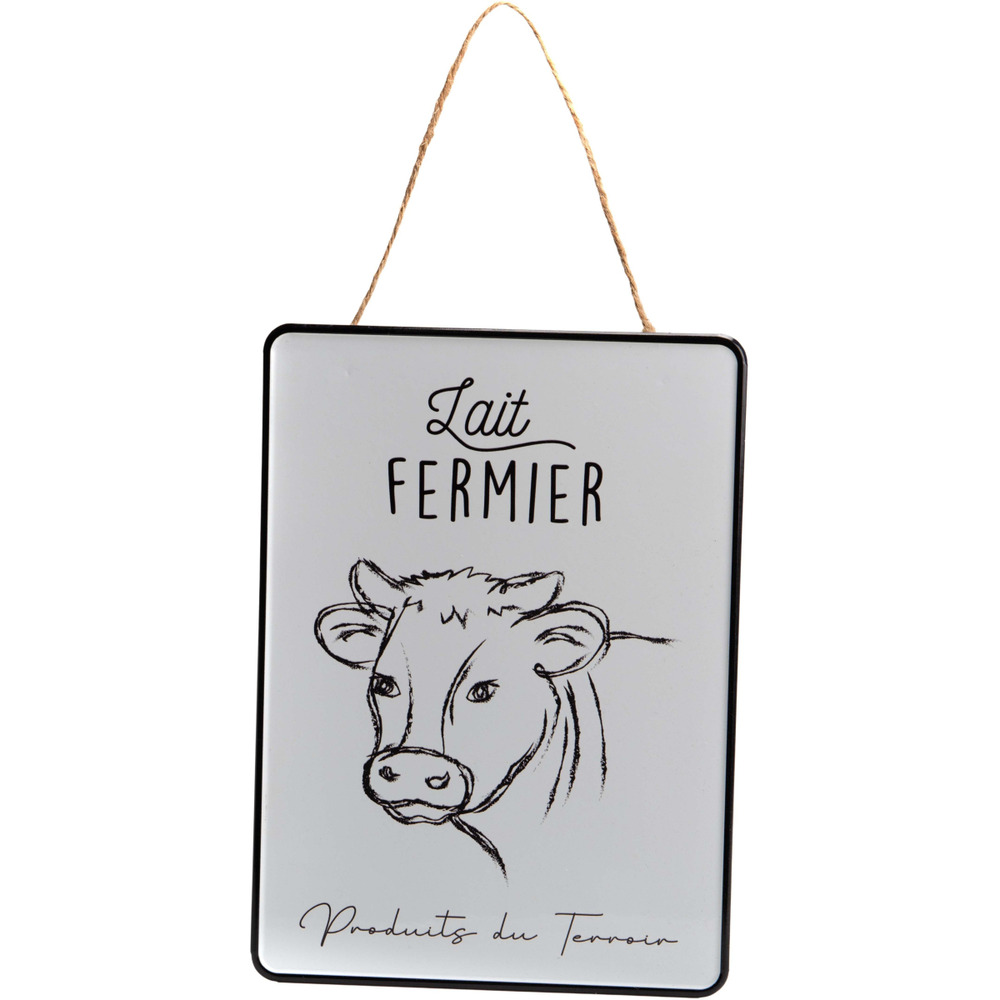 Plaque décorative en métal lait fermier